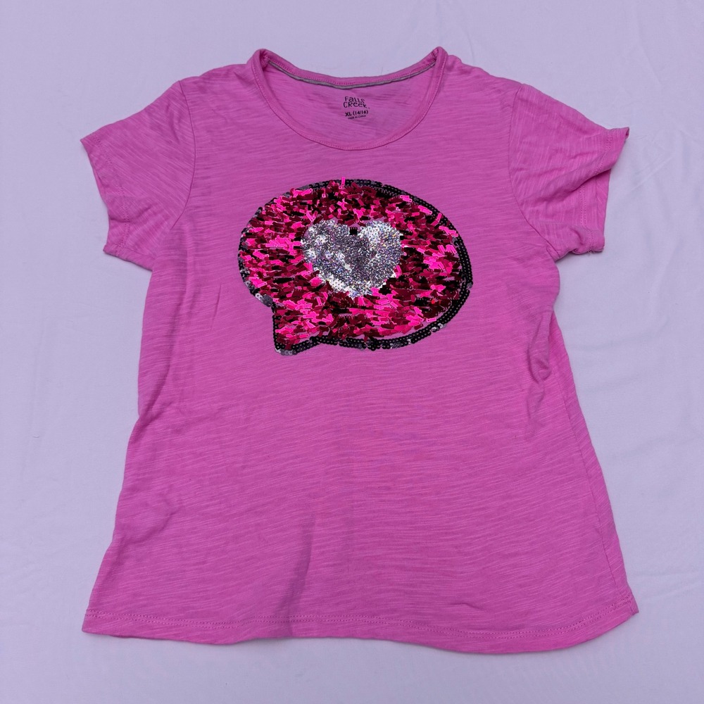 Pink and Silver Heart Sequence T-Shirt